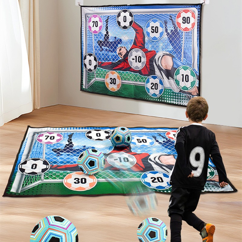 Kinder Fußball Trainingsspiel | Klett-Fußballmatte Set für Zuhause & Garten
