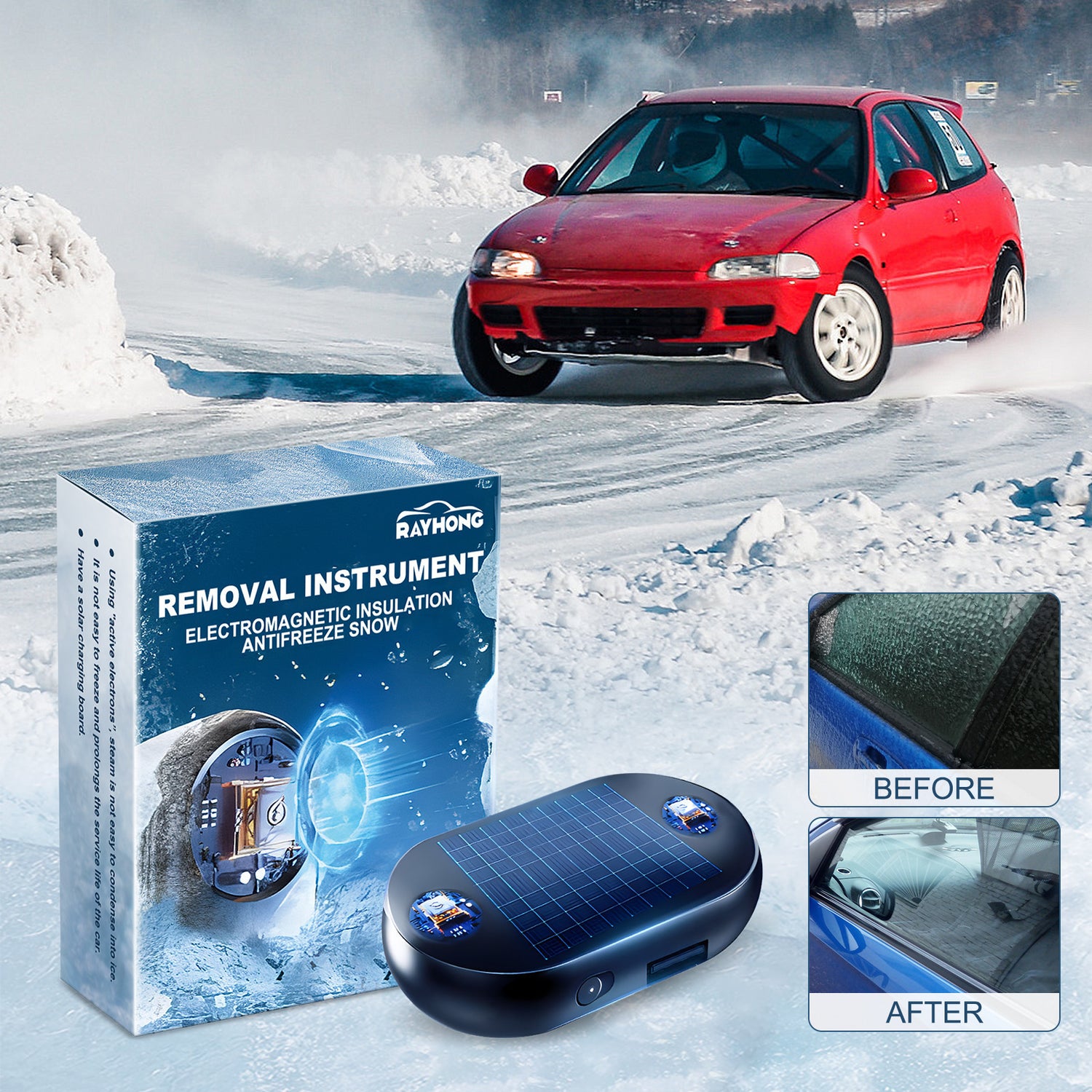 Auto Schnee- & Eis-Entferner – Schnell-Enteisungs-Tool für Windschutzscheibe & Spiegel (tragbar & frostbeständig)