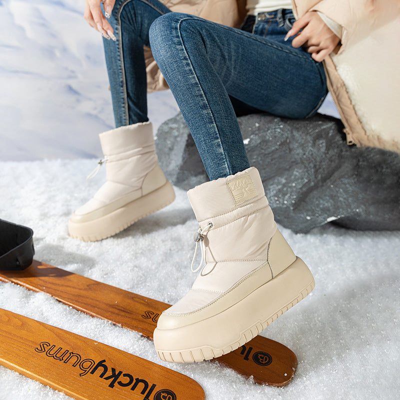Retro Outdoor Snow Boots für Damen – Gefütterte Winterstiefel aus Kunstleder | Warm, rutschfest, robust